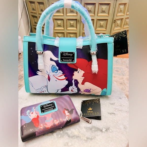 LoungeFly Disney Little Mermaid Bag & Wallet NWT 💝💚 - Picture 2 of 9